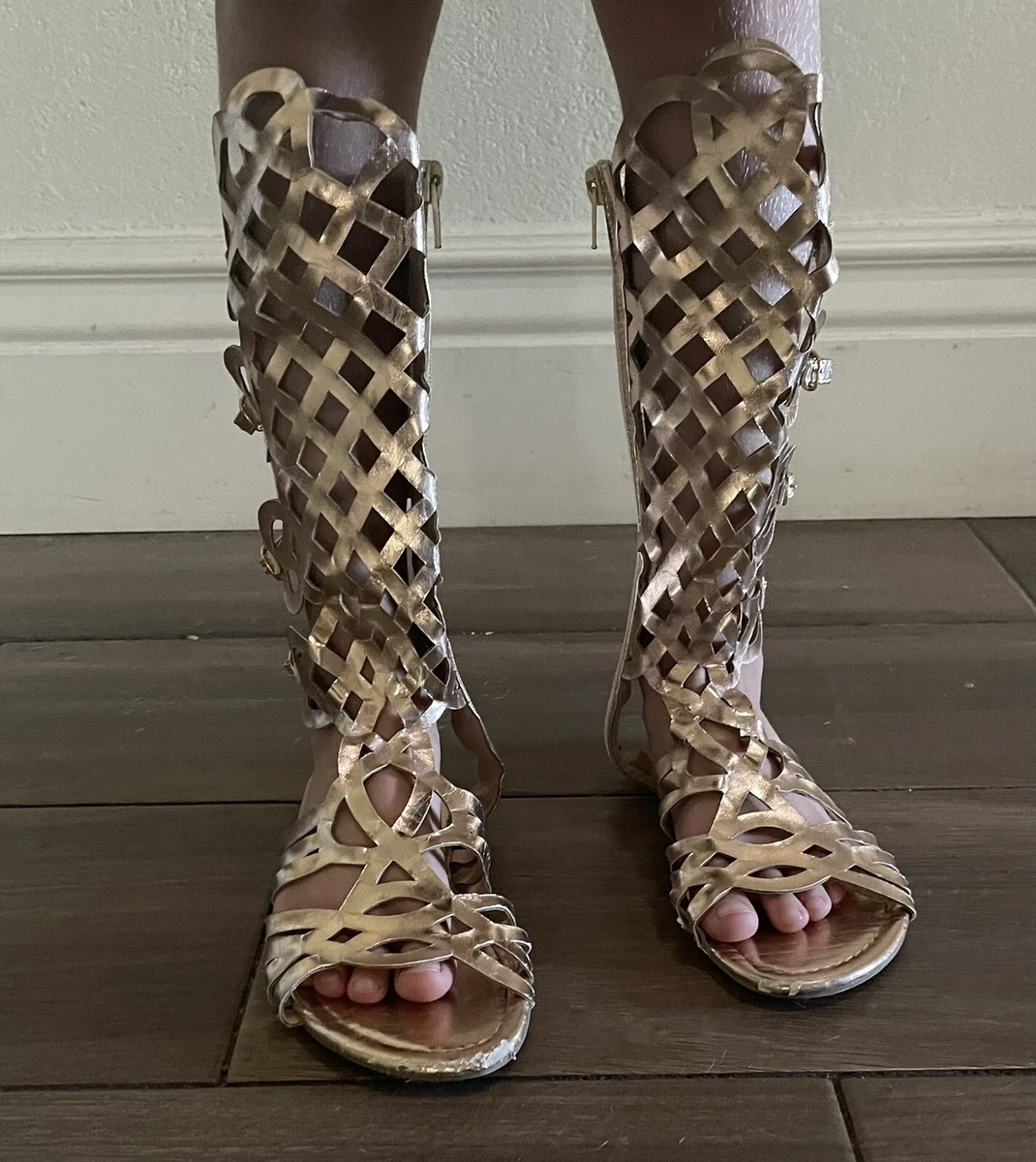 Kids gold shop gladiator sandals