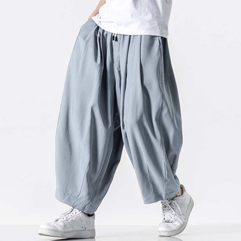 Men039s Chinese Style Loose Harem Pants Casual Yoga Kung Fu Wide Leg  Long Trousers  eBay