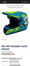 GMAX MX-46Y Unstable Youth Helmet Green/Blue Size-Medium