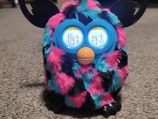 Furby Boom Geometric Black Blue Pink Glitter Talking Moving Tested Works 2012