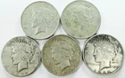 *MIXED DATE PEACE DOLLAR LOT* *5 COINS* NR #P2882