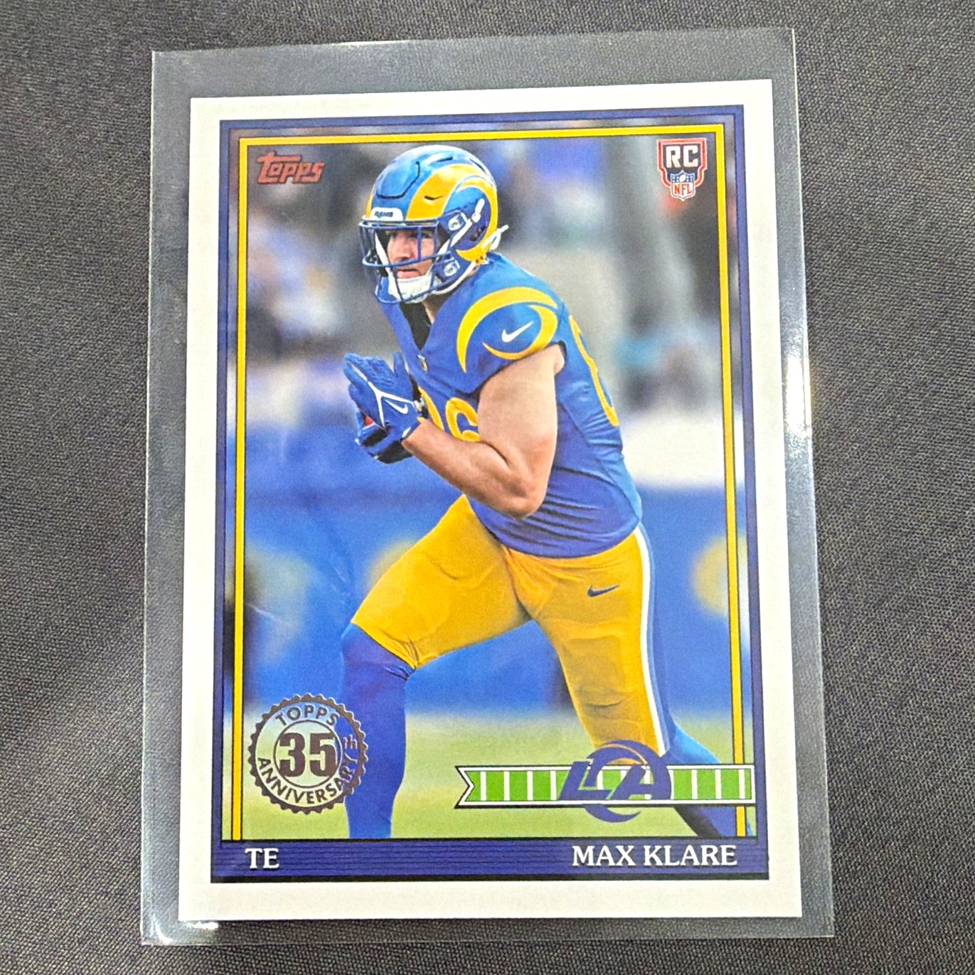 Topps 2025 Max Klare Rookie 35th Anniversary 1989 Topps FB 91TR-41 Rams