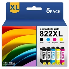 5 822XL Ink Cartridge Compatible for Epson Workforce Pro WF-3820 WF-4830 WF-4820