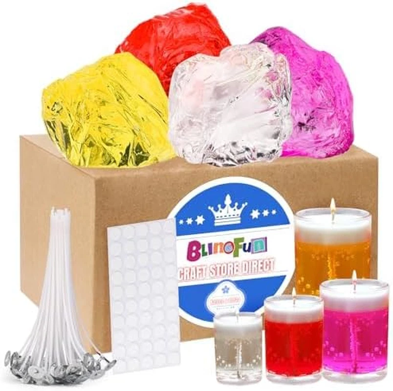 Cera de gel para hacer velas con 4 piezas de cera de gelatina, 50 piezas mechas de velas y 50 piezas Sti... Foto 2 de 4