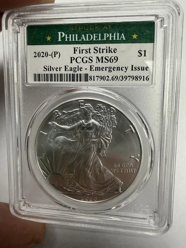2020 P  $1 American Silver Eagle MS69 PCGS - First Strike Emergency Issue