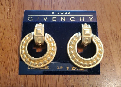 Givenchy Bijoux Women s Clip On Earrings Yellow Gold Hoop ~ NEW
