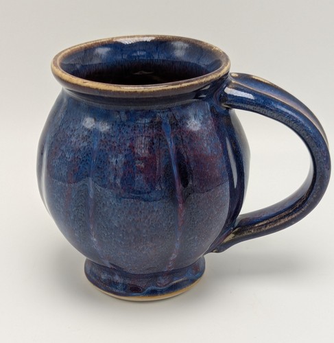 Studio Pottery Mug – Signed – Deep Blue & Plum Reactive Glaze Handmade Porcelain - Picture 3 of 7