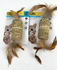 Lot of 2 Pet Zone Natural Sea Grass Barrel 2-in-1 Catnip & Scratcher Cat Toy