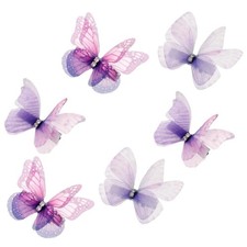 6 PCS Purple Hair Butterfly Clips, Gradient Organza Butterfly Hair Clips with...