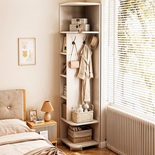 Wooden Coat Rack Cabinet Narrow Hallway Bedroom Corner Storage Shelves Rack Unit