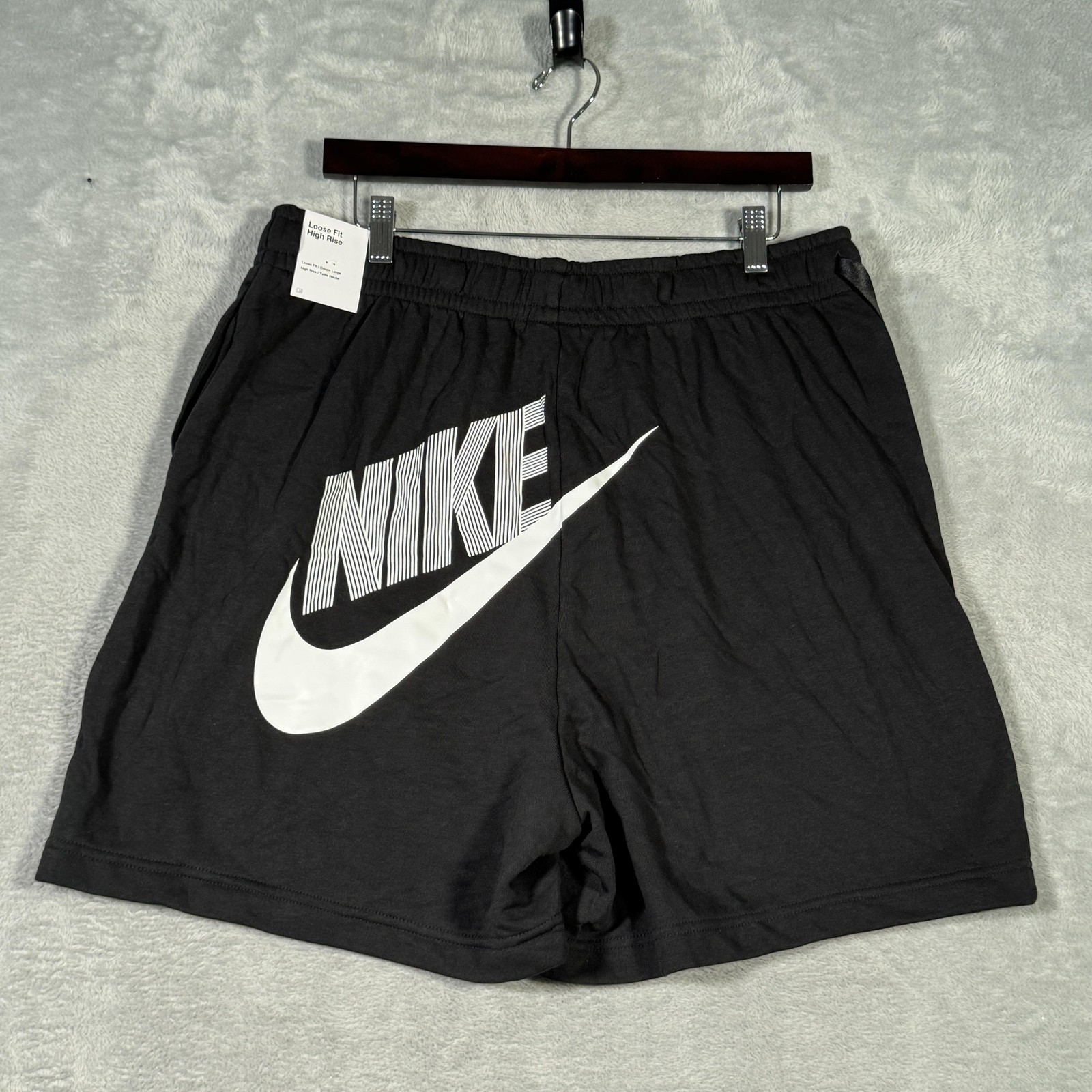 Nike Shorts Womens Large Black Loose Fit High Rise DV0334-010 Fleece Dance thumbnail 7