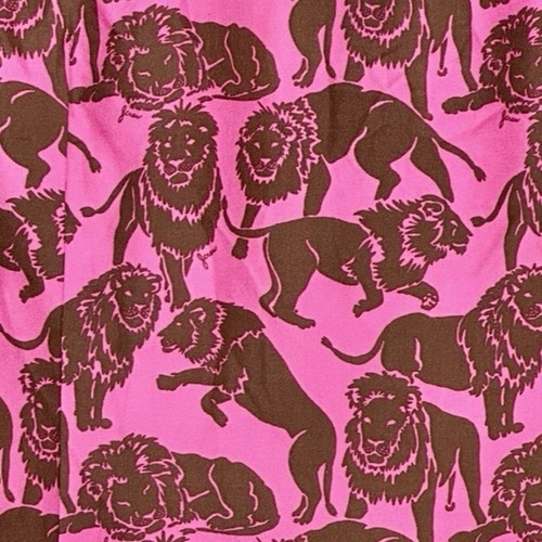 Camicia J.Crew Collection in twill di seta con stampa leoni addormentati marrone fucsia taglia 10 nuova con etichetta - Foto 6 di 11