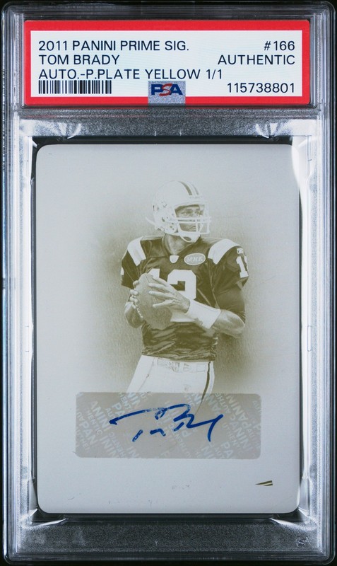 2011 Panini Prime Sigs - Tom Brady / Auto Printing Plate Yellow 1/1 PSA AUTH