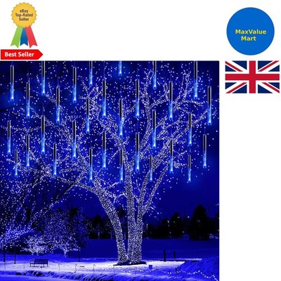 240 LED wasserdichte Meteorschauer Lichter - erweiterbar 10 Fuß blau Weihnachtsdeko
