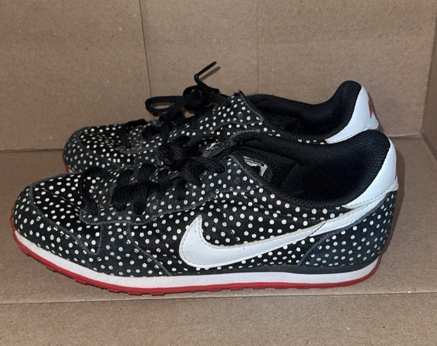 Nike Genicco Womens Size 7 Black Red Polka Dot Shoes Casual 705283