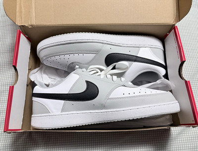 Nike Court Vision Low Men s Low Top Leather Sneakers Grey Fog White Black 11
