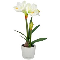 Kunstpflanze Amaryllis, Farbe Weiß, Inkl. Keramik-Topf, HöHe Ca. 56 Cm