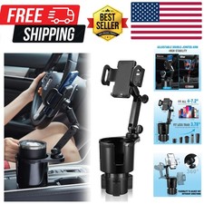Cup Holder Phone Mount, 2 in 1 Cup Holder Expander for Car Long Arm with 360 ...