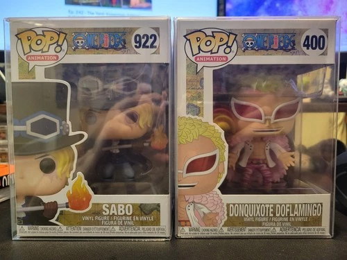Lot of 2 Funko Pop! One Piece Doflamingo #400 & Sabo #922 w/ Protectors