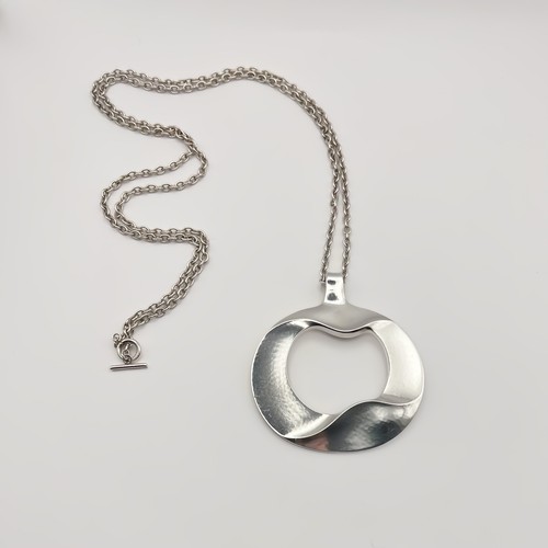 Georg Jensen Sterling Silver Long Pendant Necklace design #121 By Henning Koppel - Picture 2 of 12