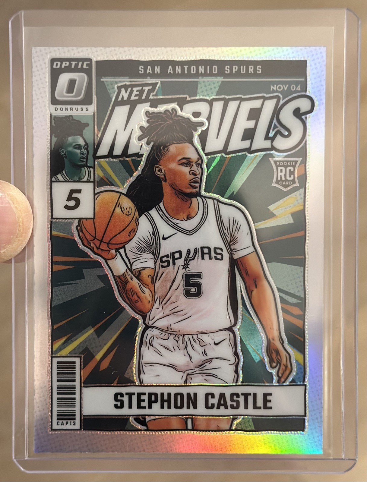 2024-25 Optic Stephon Castle Net Marvels Holo Silver RC Rookie Spurs