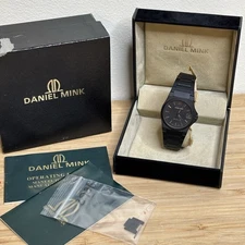 NOS Neo Vintage DANIEL MINK QUARTZ WRISTWATCH Montecarlo All Black - New Bat