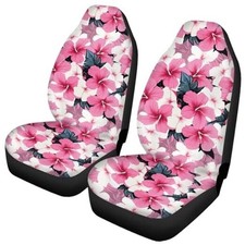 Car Seat Covers Set of 2 for Women Auto Accessories Protectors Pink Hibiscus