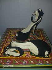 Giuseppe Zanotti Design Black Suede Peep Toe Ankle Strap Heels EU 38