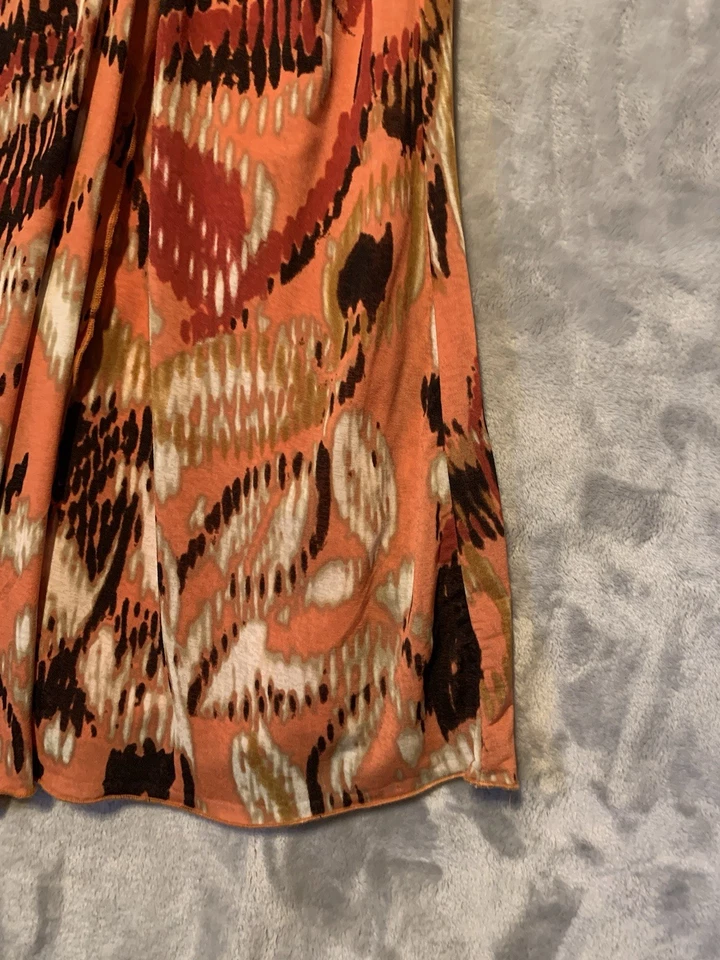 Bisou Bisou Womens Sleeveless Midi Dress Size 8 Orange Lined Festival Y2K 70's - Image 4 of 4