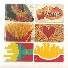 2007-2023 McDonalds Collectible Gift Cards. FRIES. Set of 6. Mint. Global ship