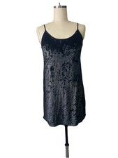 Victoria Secret 2017 black velour slip nightgown dress soft mini size XS Sleep