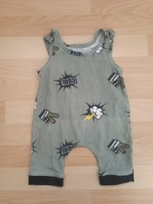 Baby Jungs Overall Strampler Ärmellos Khaki Mit Druckknöpfen Größe 74