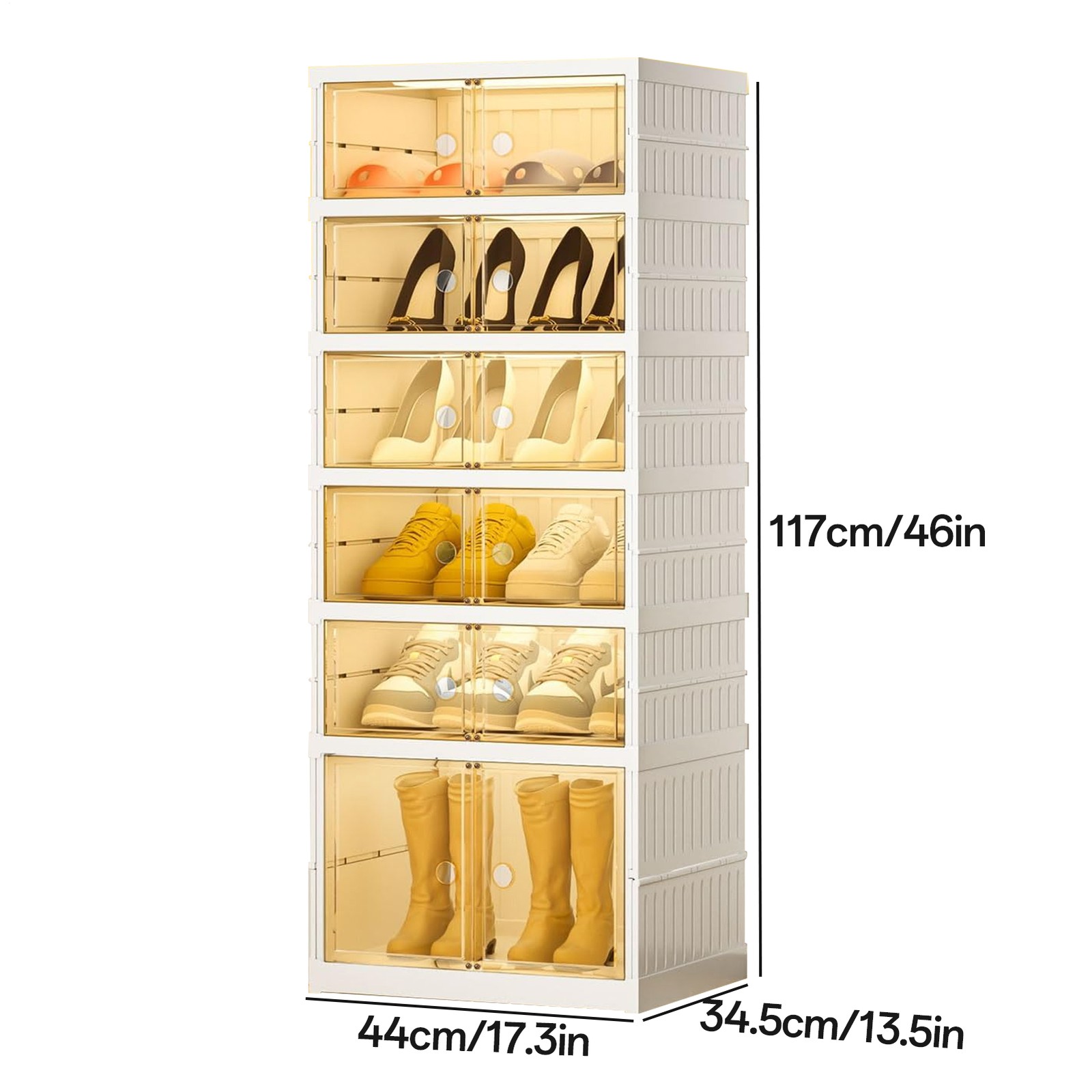 6-Tier Foldable Shoe Rack Organizer Holds 12 Pairs Space-Saving Closet Storage