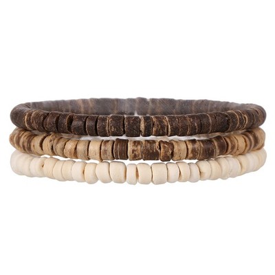 Mens Coconut Shell Stackable Surfer Bracelet Coconut Wood Custom Bracelets Set