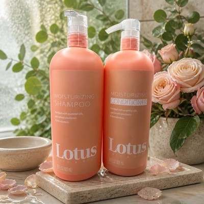 Lotus Moisturizing Shampoo & Moisturizing Conditioner Set W/essential Oils