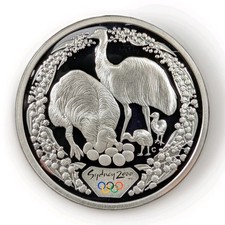 2000 Australia $5 Emu Design .999 Silver 1oz Sydney Olympics Commem Coin