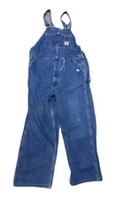 Carhartt Mens 40X34 Loose Fit Denim Bib Overall Workwear R07-DST Medium Wash