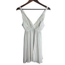 Linea Donatella White Lace Slip Chemise Lingerie Size Small Bridal Sheer Pretty