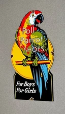 VINTAGE 26” POLL PARROT SHOES PORCELAIN SIGN CAR GAS OIL TRUCK  MOTORCYCLE
