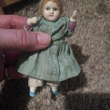 Antique Dressed Doll Girl  Ceramic Bisque Germany