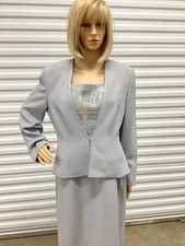 Wedding DAYMOR Couture Gray Beaded Gown & Jacket Sz 10 NWT