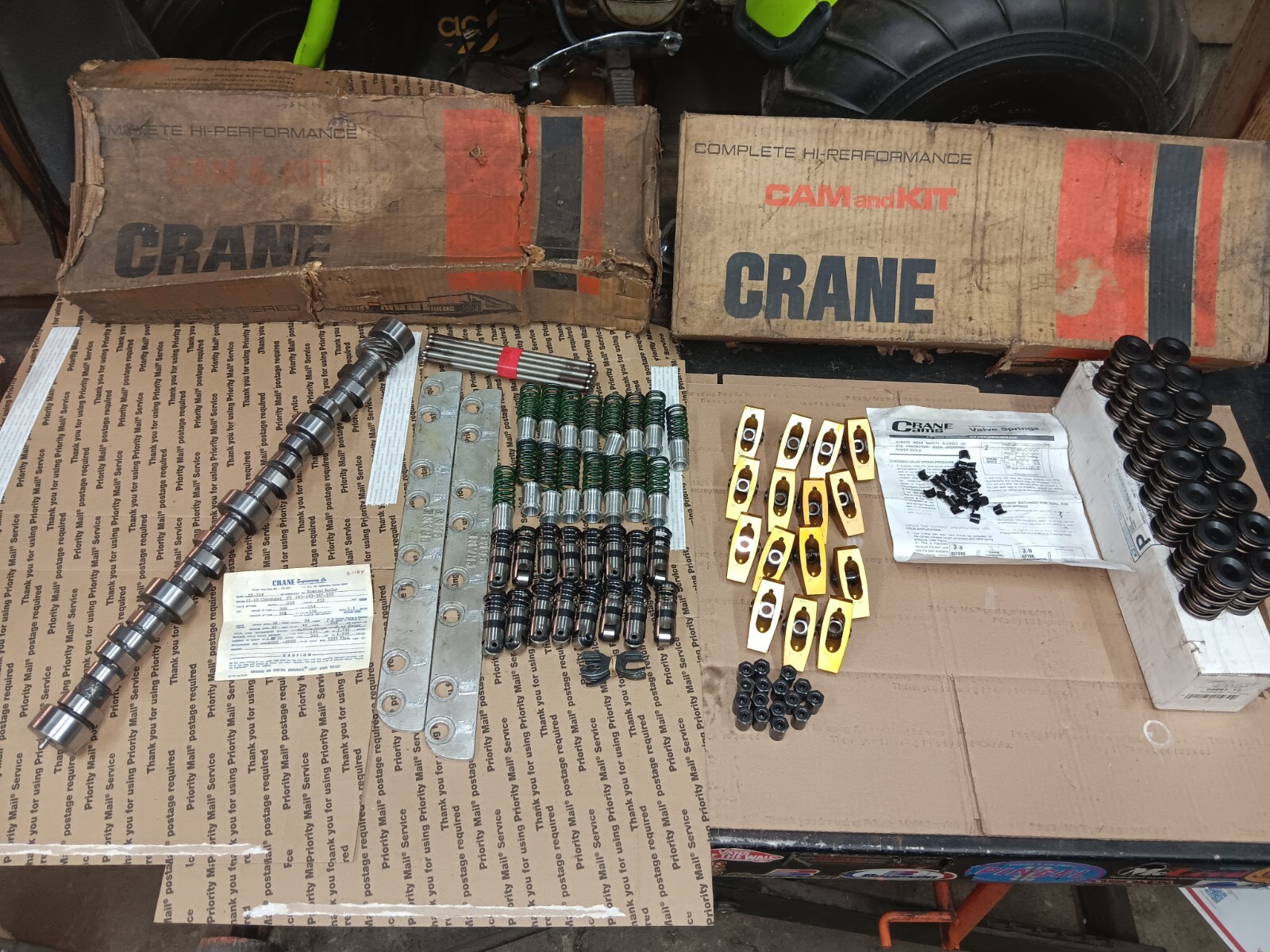 Vintage Crane Solid Roller Cam Gold Roller Rockers Lifters Chevy SBC