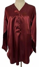 Victoria  s Secret Night Gown Sleep Shirt P/S Deep Burgundy V Neck Embroidery VS