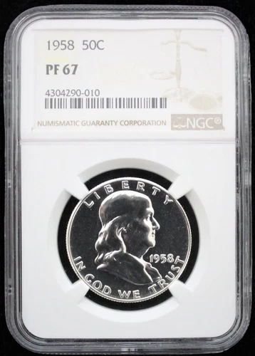 1958 FRANKLIN SILVER HALF DOLLAR - NGC PF 67