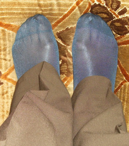 Mens Glossy Subtly Sheer 3 Side Diamond Pattern Slight Cap Toe, Anklet 10-13 - Picture 2 of 20