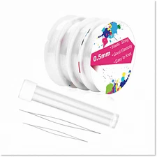 4 Rolls Clear Stretch Cord Thread with Big Bead Needles - High-Quality Elastic S