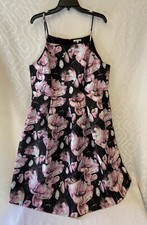 LACE & MESH Black And Pink Floral Fit And Flare Sleeveless Dress Plus Size 2X