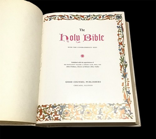 Vintage Holy Bible Large Good Counsel Publishers Ferguson Catholic Edition 1966 - Bild 2 von 6
