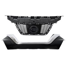 Front Upper Lower Grille Wchrome Trim 2pcs For Nissan Versa 2020 2021 2022 Front Upper Lower Grille Wchrome Trim 2pcs For Nissan Versa 2020 2021 2022