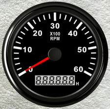 85mm black tachometer 0-6000rpm gas or disel engine for car truck marine red led
